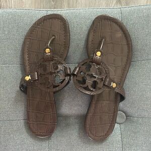 Tory Burch Brown crocodile Miller sandals size 6